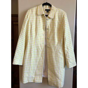 Donna Rae New York Yellow White Houndstooth Coat Fully Lined size 14